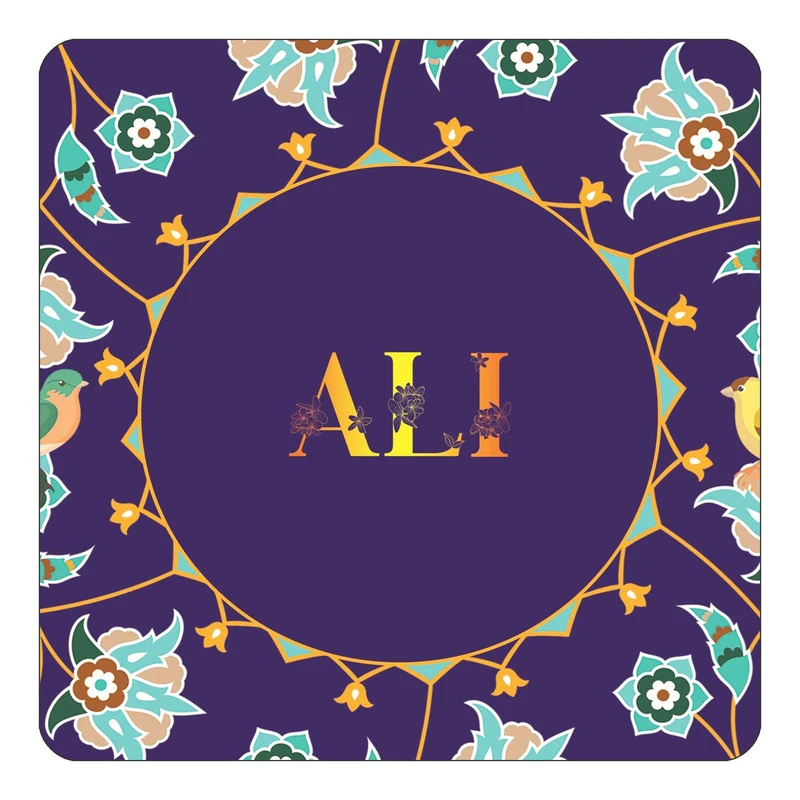 مگنت کاکتی طرح اسم عالی ali مدل گل و بلبل کد mg10989