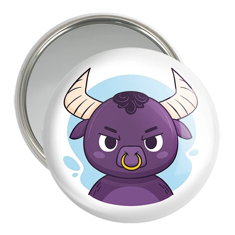 آینه جیبی خندالو مدل گاومیش حیوانات بامزه کد 37165