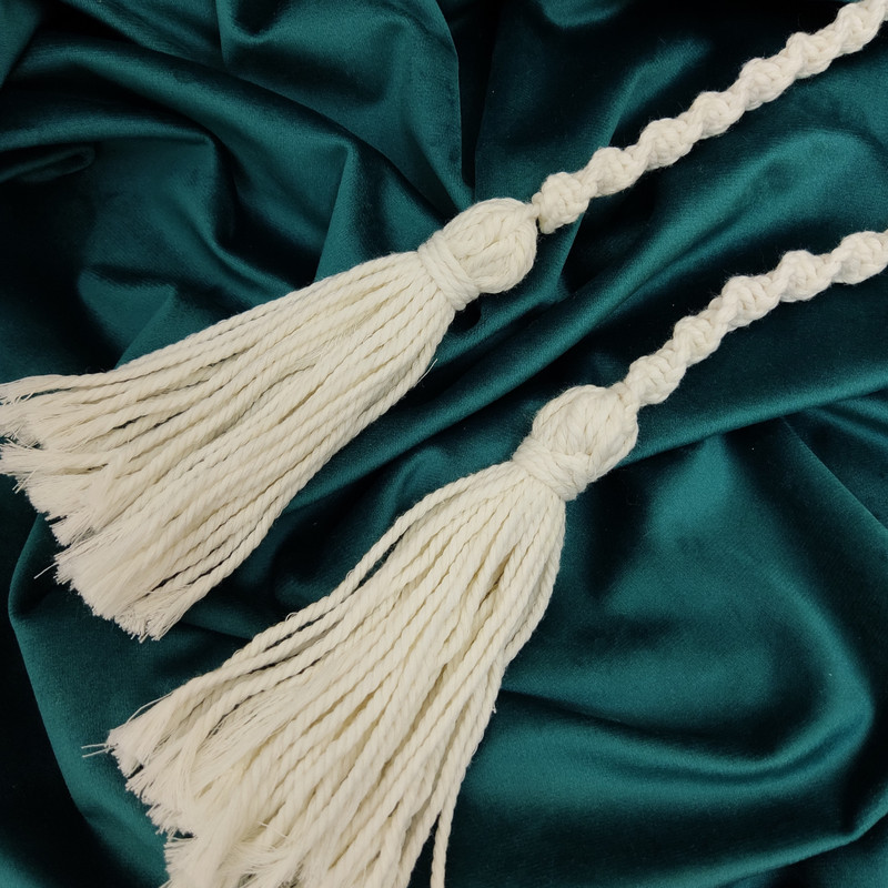 پرده جمع کن مدل مکرومه منگوله دار