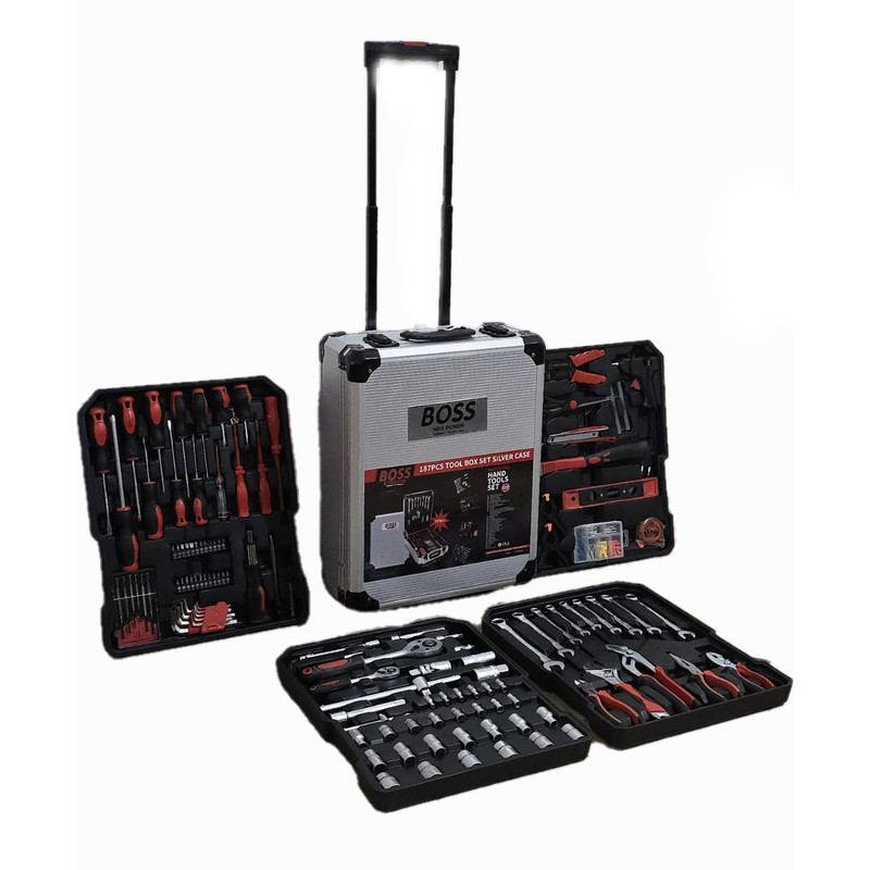 مجموعه 187عددی ابزار و جعبه بکس باس مدل NEO-POWER