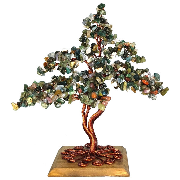 دکوری مدل درختچه سنگی عقیق سبز خزه ای کد 150
