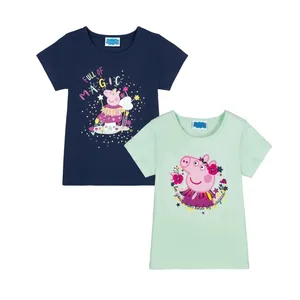تی شرت آستین کوتاه دخترانه پپا پیگ مدل پنبه ای کد 8239506 مجموعه دو عددی