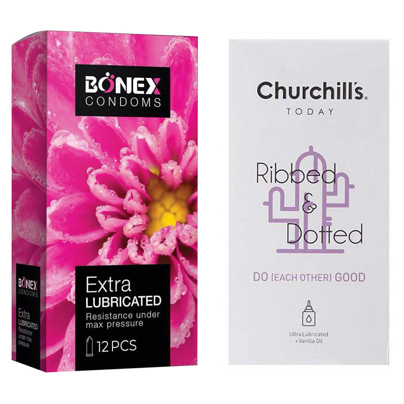 کاندوم چرچیلز مدل Do Each Other Good بسته 12 عددی به همراه کاندوم بونکس مدل Extra Lubricated بسته 12 عددی 