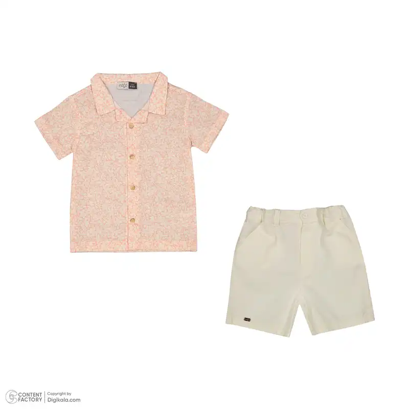 ست پیراهن و شلوارک نوزادی پسرانه ایندیگو مدل 132422 رنگ صورتی