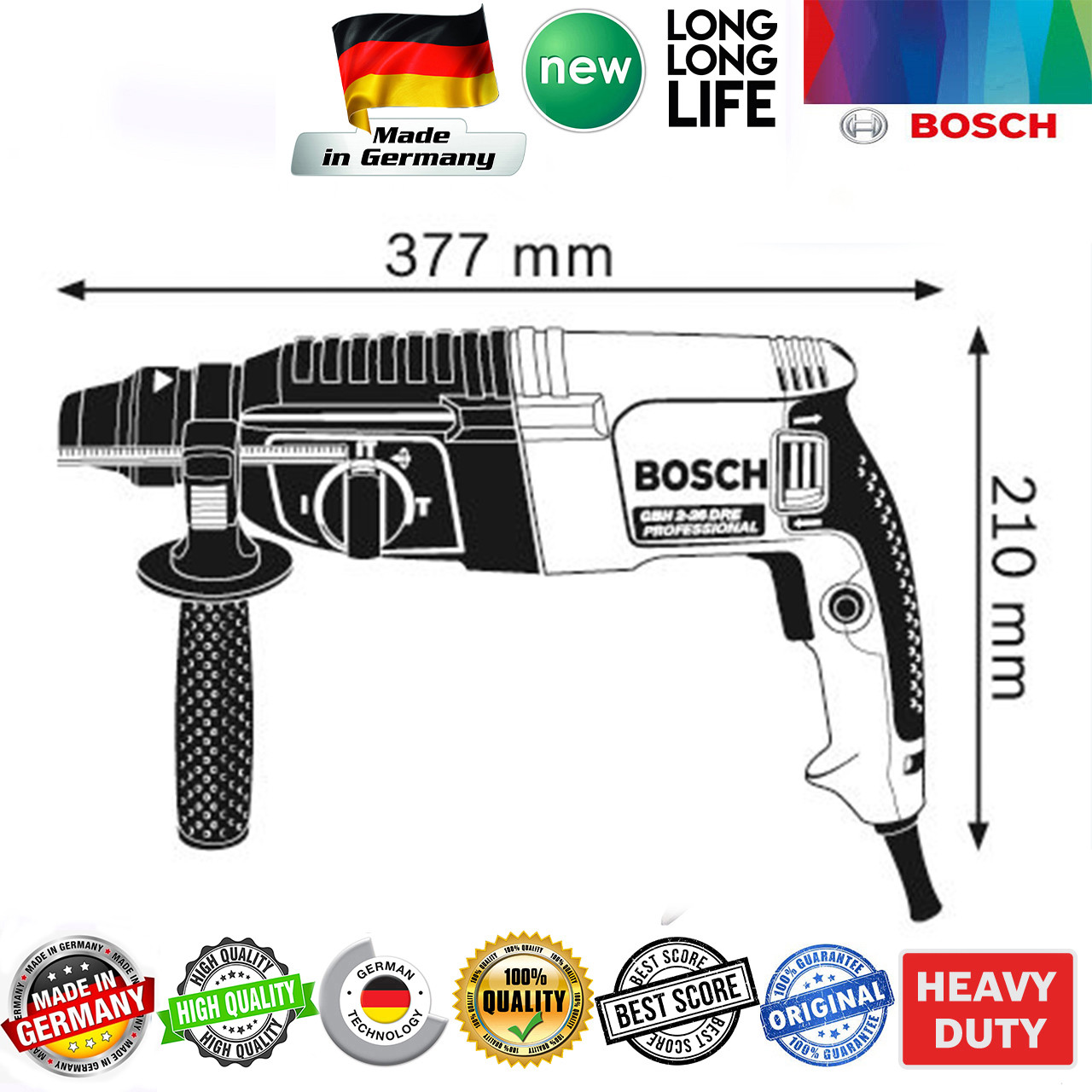 دریل چکشی بوش مدل GBH 2-26 DRE + 6 Extra دریل چکشی بوش مدل GBH 2-26 DRE + 6 Extra