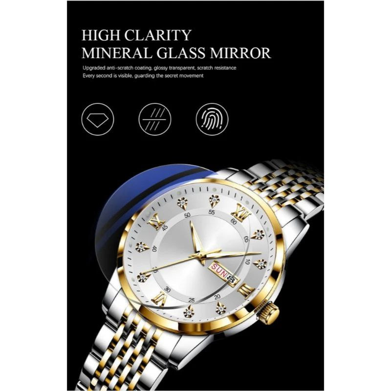 ساعت مچی عقربه‌ای مردانه کوارتز مدل دی دیت نگینی کد 06