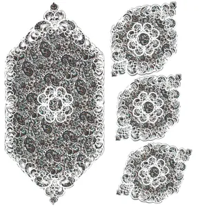 ست 4 تکه رومیزی ترمه مدل رضوی کد BH4-4