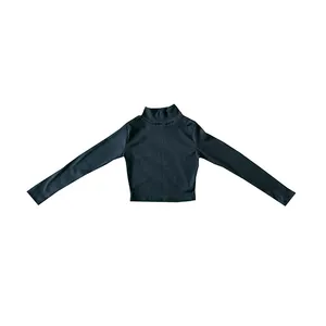 کراپ‌تاپ آستین بلند زنانه مدل یقه ایستاده رنگ مشکی