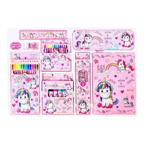 بسته لوازم تحریر مدل یونیکورن مجموعه 40 عددی