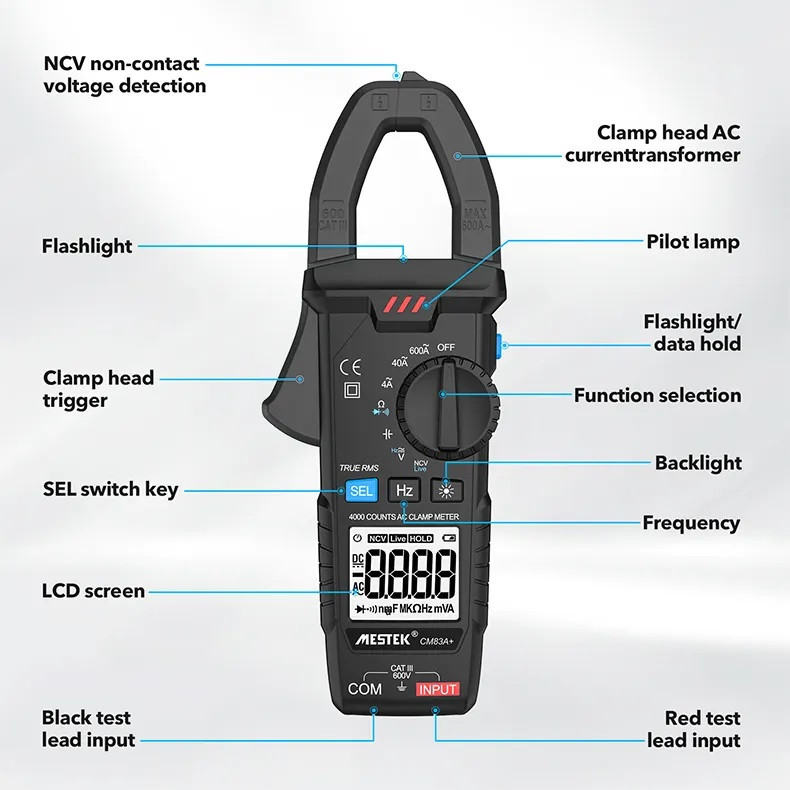 مولتی متر کلمپی دیجیتال مستک مدل CM83A PLUS