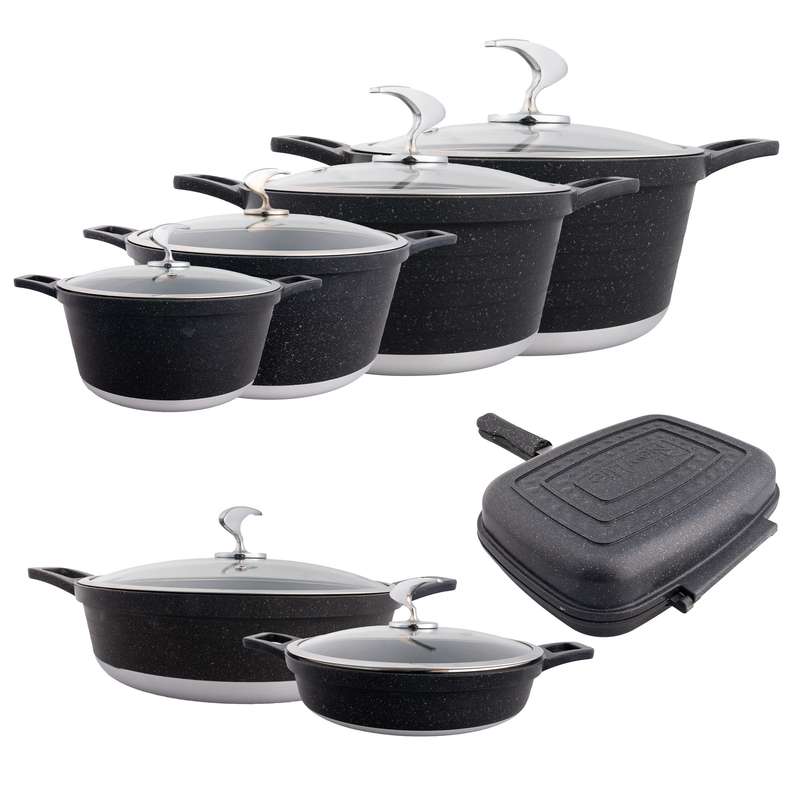 سرویس قابلمه و تابه گرانیتی 14 پارچه نیو لایف مدل AFRA-6314 سرویس قابلمه و تابه گرانیتی 14 پارچه نیو لایف مدل AFRA-6314