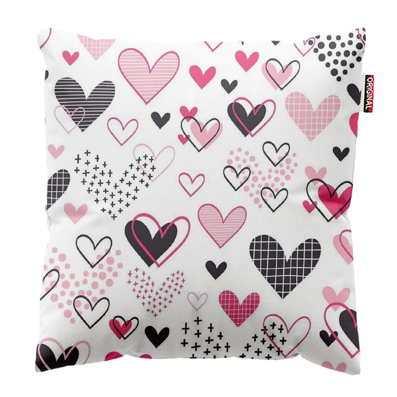 کوسن پاد آفرین طرح قلب های کیوت کد 1895سایز 30*30 سانتی متر