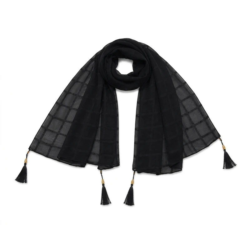 شال حریر زنانه مدل خور خورشید با طول و عرض 71*181 سانتی‌متر