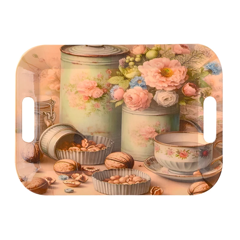 سینی دسته دار مهروز مدل 20032 گل سایز 26×36 سانتی متر