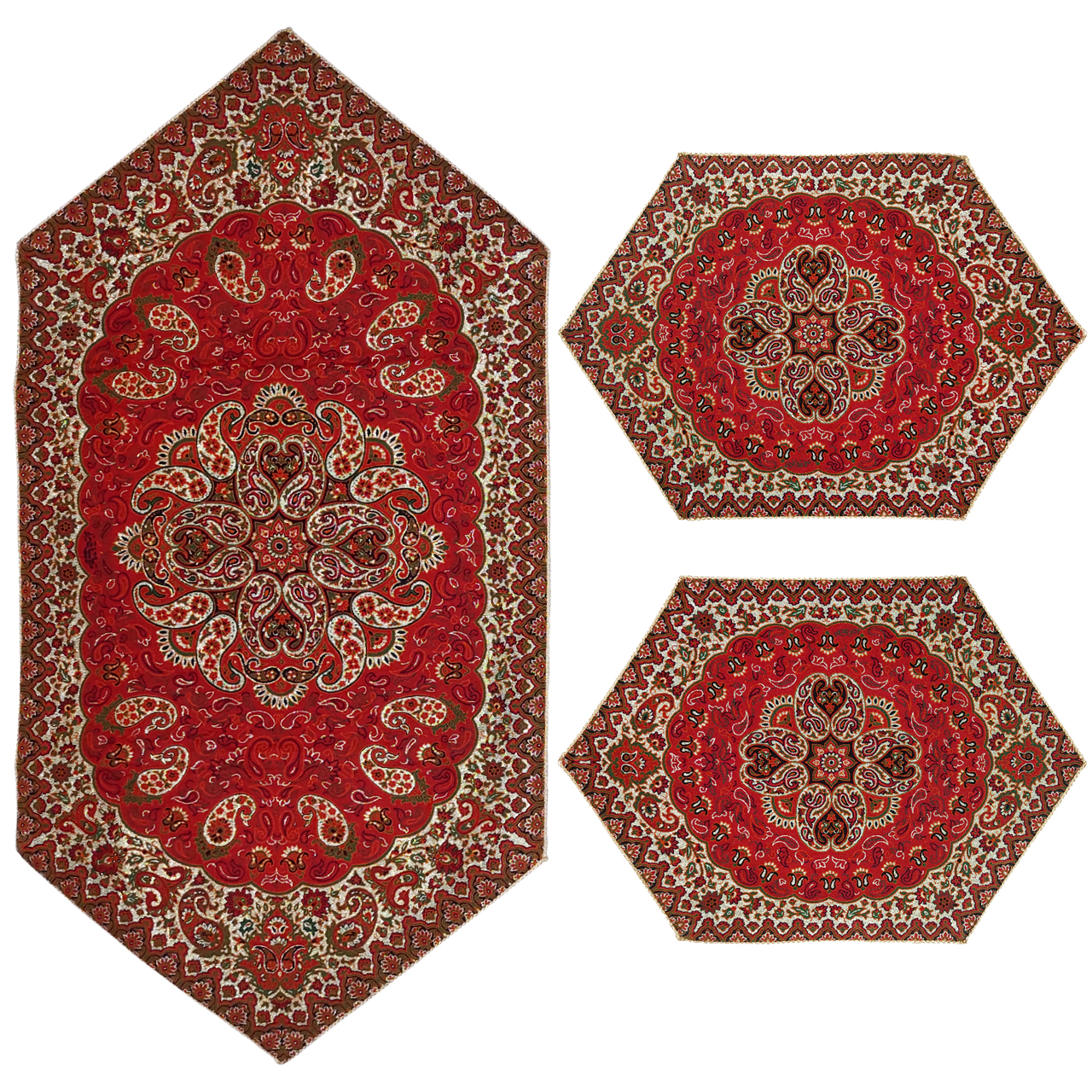 ست 3 تکه رومیزی ترمه مدل نسترن کد N04