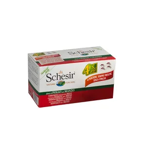 کنسرو غذای سگ شسیر مدل chicken & beef وزن ۸۵ گرم بسته ۴ عددی