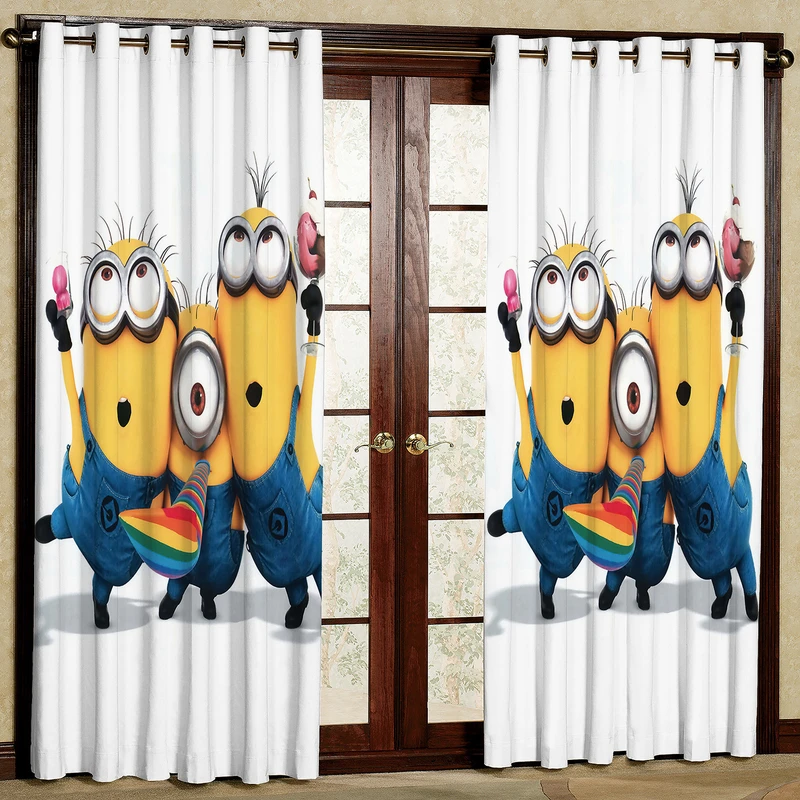 پرده مدل مینیون هازان پانچی کد 2646 سایز 140x200 سانتی متر