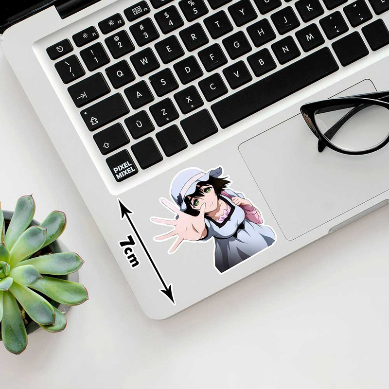 استیکر لپ تاپ پیکسل میکسل مدل انیمه steins gate مجموعه 6 عددی