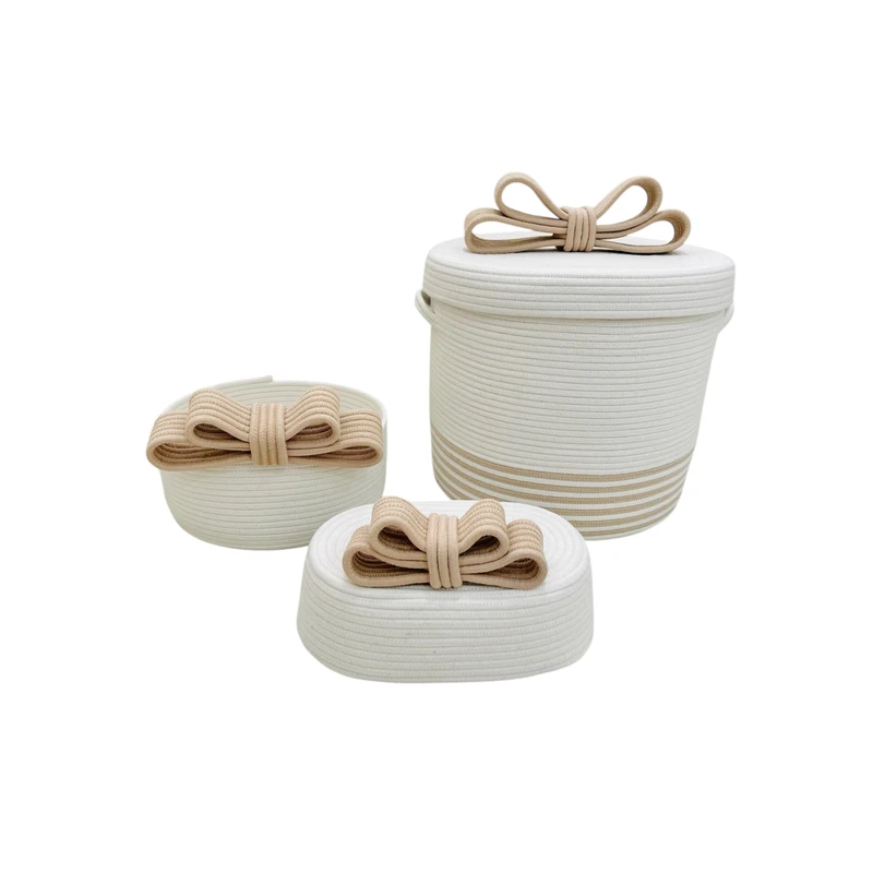 ست سبد وسایل کودک مدل قیطان دوزی طرح پاپیون مجموعه سه عددی 