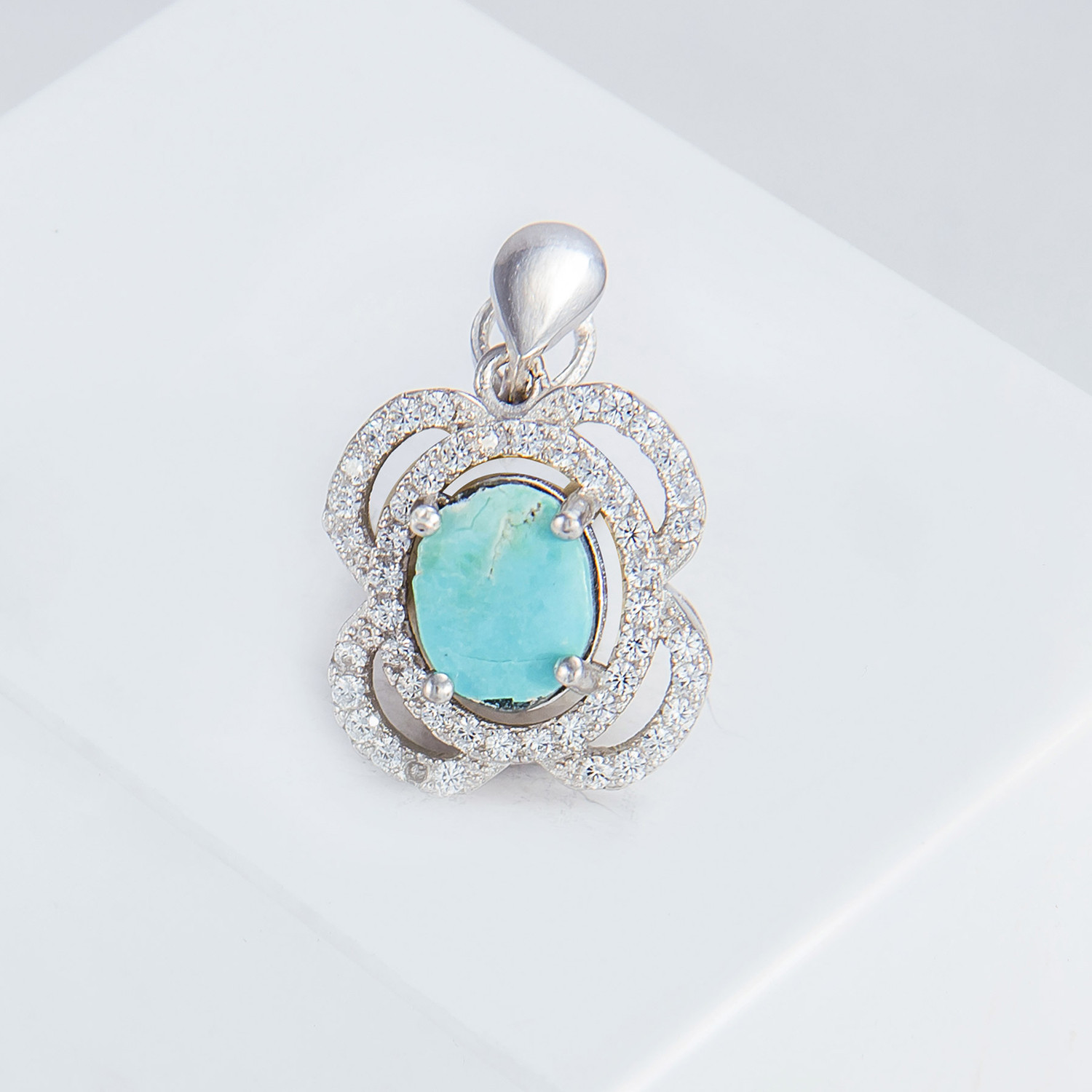 آویز گردنبند نقره زنانه مدل فیروزه نیشابور کد NG1728 آویز گردنبند نقره زنانه مدل فیروزه نیشابور کد NG1728