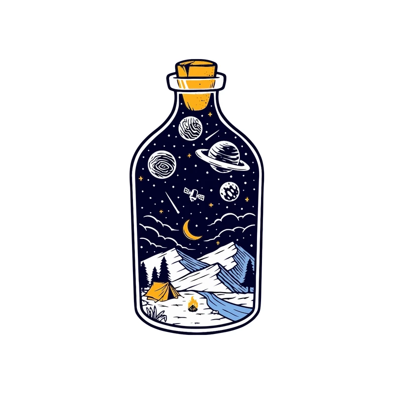 برچسب لپ تاپ پویا مارکت طرح بطری کمپینگ کد 1963