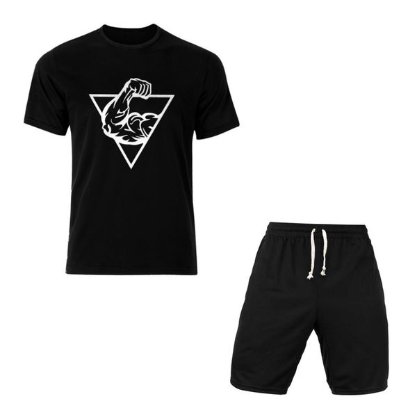 ست تی‌شرت آستین کوتاه و شلوارک ورزشی مردانه اولسون مدل بدنسازی 09 رنگ مشکی