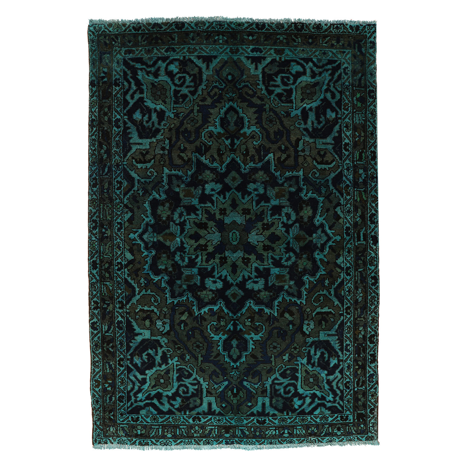 فرش دستبافت رنگ شده سه متری طرح وینتج کد 991237