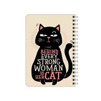 دفترچه یادداشت بامبیلیپ مدل چوبی طرح پشت هر زن قوی یک گربه ست کد 6147972