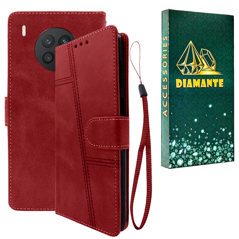 کیف کلاسوری دیامانته مدل Mek Gn مناسب برای گوشی موبایل آنر 50 Lite به همراه بند آویز