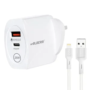 شارژر دیواری ام پی بلبری مدل BLB-506 به همراه کابل تبدیل لایتنینگ