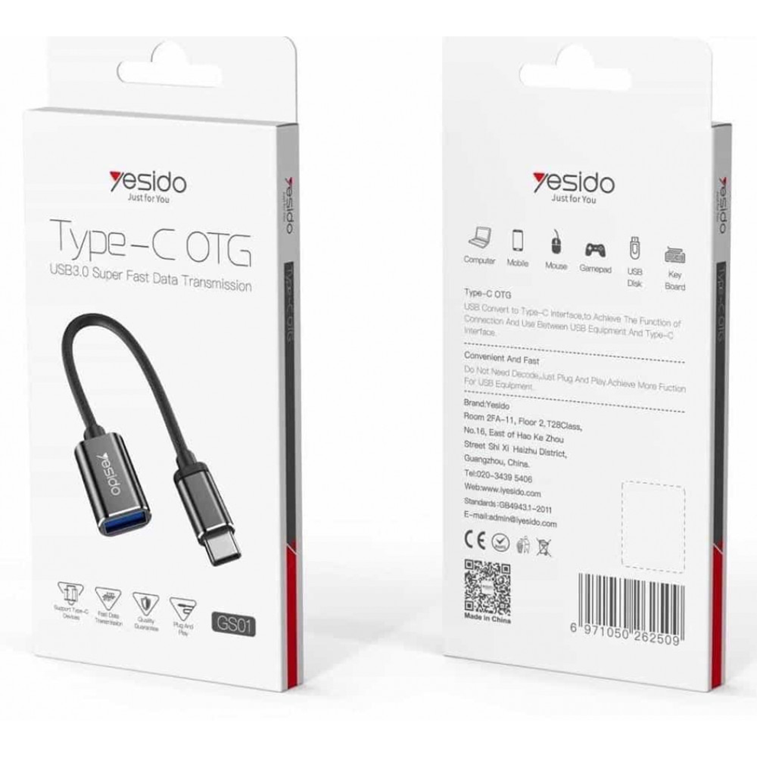 مبدل OTG USB-C به USB3.0 یسیدو مدل GS01