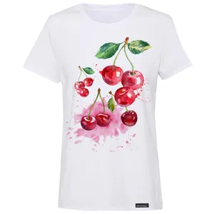 تی شرت آستین کوتاه زنانه 27 مدل Red Cherries کد MH957