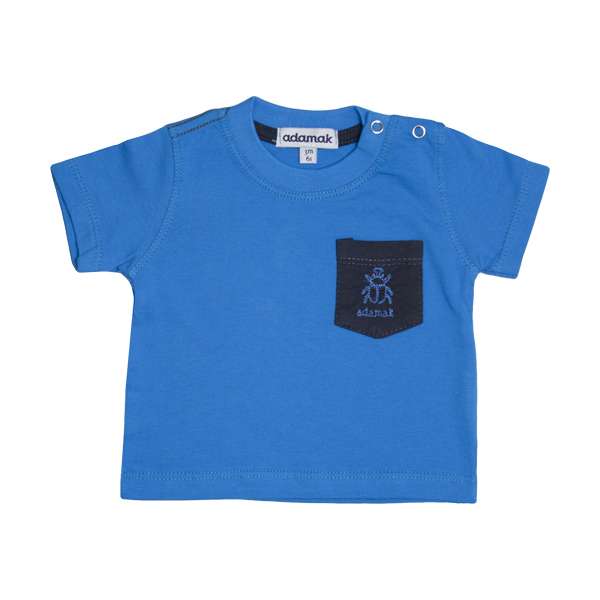تی شرت آستین کوتاه نوزادی آدمک مدل  جیب دار رنگ آبی کاربنی