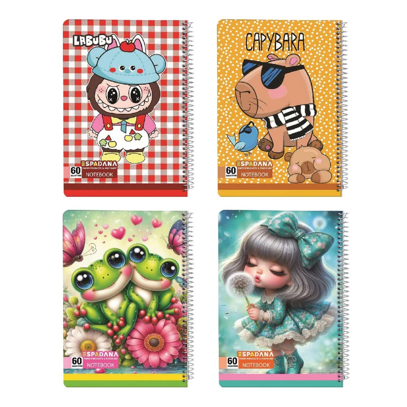 دفتر نقاشی 60 برگ اسپادانا مدل مجلد کد 60315678 مجموعه 4 عددی 