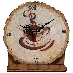 ساعت رومیزی چوبی مدل فانتزی طرح فنجان قهوه