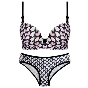 ست شورت و سوتین زنانه لنا مدل فنردار طرح رنگین کمان کد 3030-3