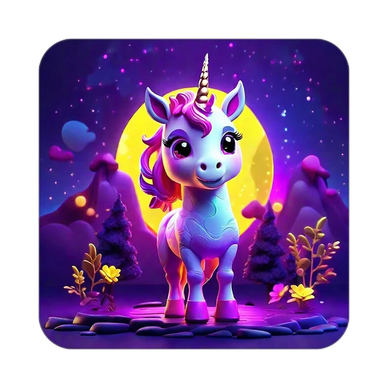 زیر لیوانی کاکتی طرح اسب تک شاخ و یونیکورن مدل mp30675