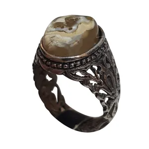 انگشتر نقره مردانه مدل عقیق سلیمانی حجرالمراد ASH210184