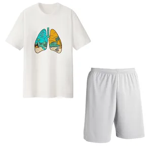 ست تی شرت و شلوارک مردانه مدل شش کد Da 442S رنگ سفید