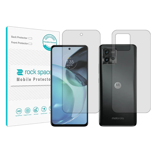 محافظ صفحه نمایش شفاف راک اسپیس مدل HyGEL مناسب برای گوشی موبایل موتورولا Moto G72 به همراه محافظ پشت گوشی