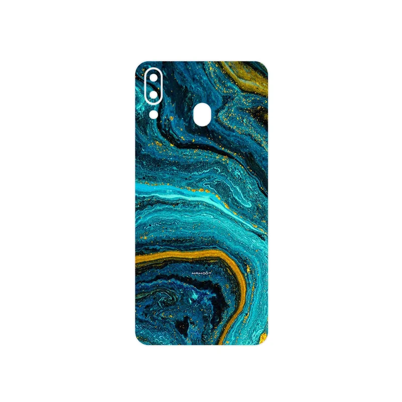 برچسب پوششی ماهوت مدل Turquoise marblewith golden streaks مناسب برای گوشی موبایل سامسونگ Galaxy M20