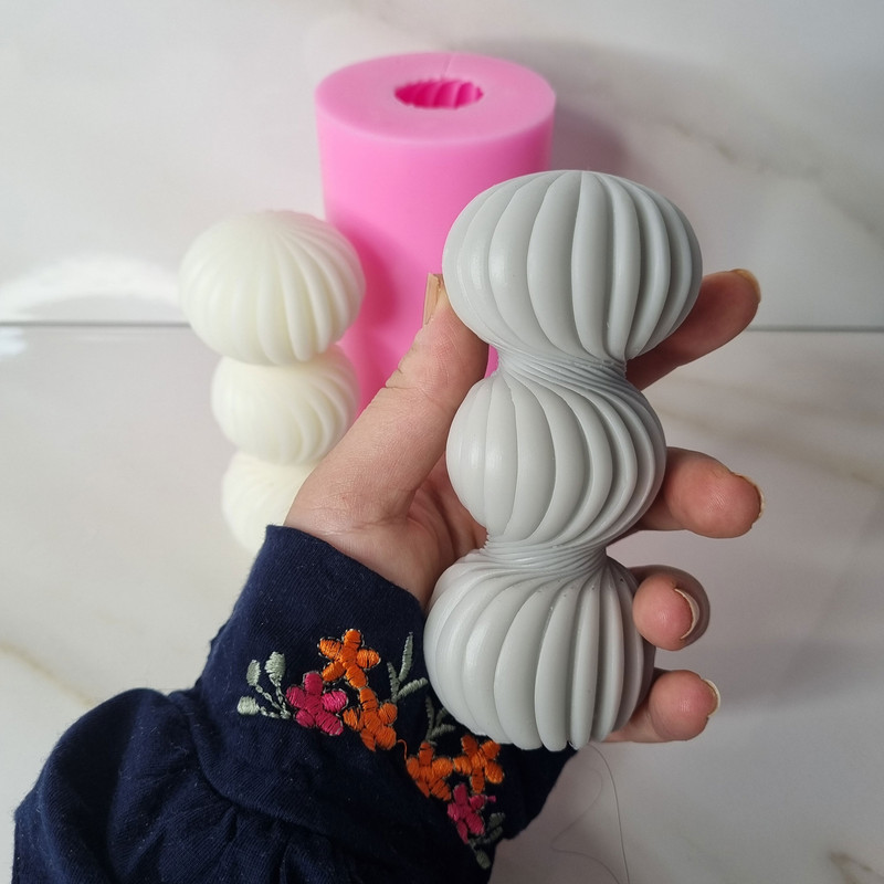 قالب شمع مدل ستون گوی پیچ طرح سه گوی شیاردار کد C12CM