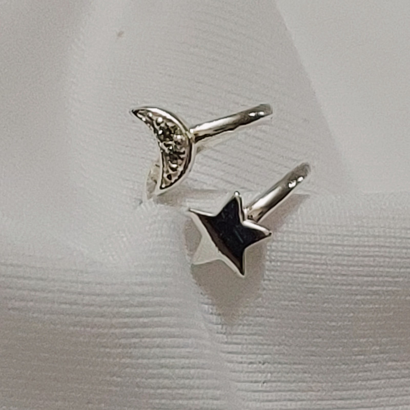 پیرسینگ نقره زنانه آی ام مدل ماه و ستاره zirconia