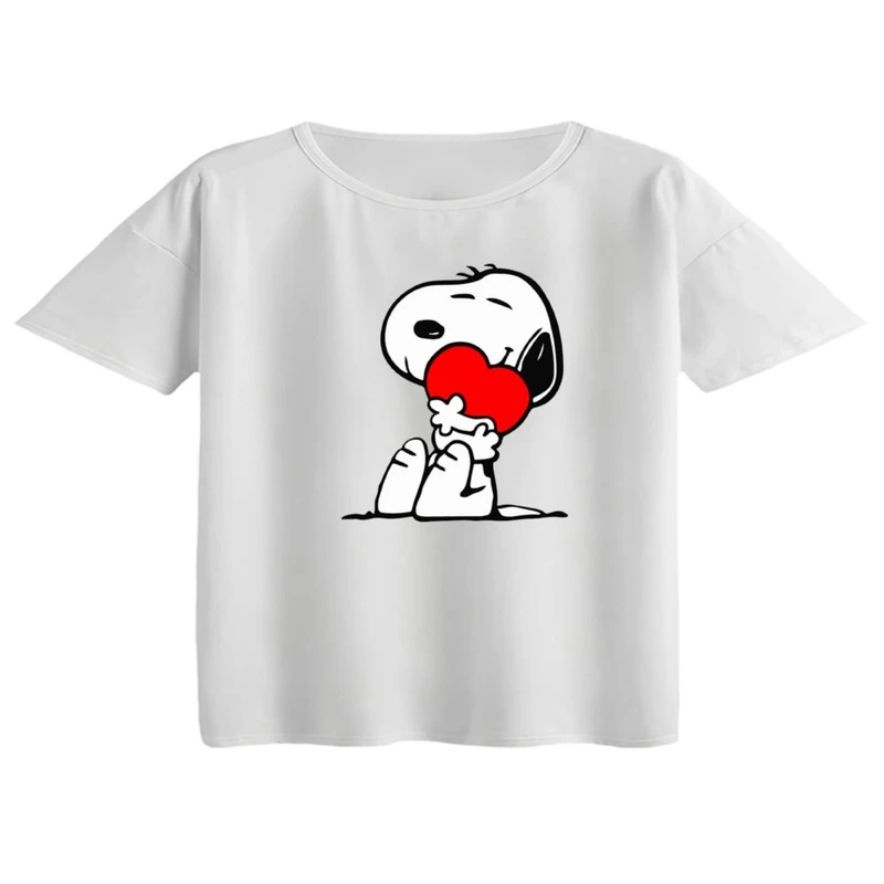 کراپ تی‌شرت آستین کوتاه زنانه مدل اسنوپی کد ۲۰