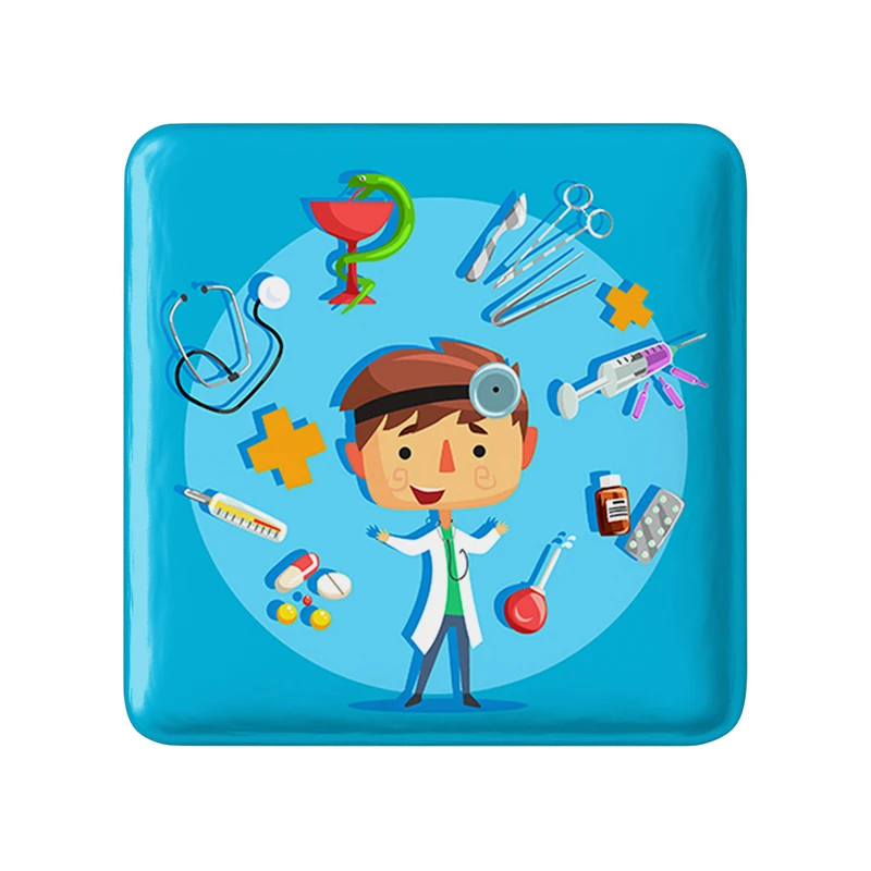 پیکسل خندالو طرح پزشک و پرستار کودکانه مدل مربعی کد 36483