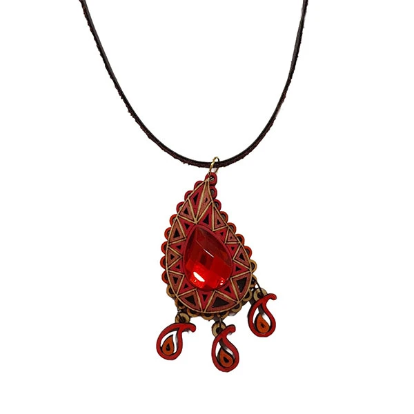 گردنبند زنانه مدل چوبی طرح بته جقه کد NC012