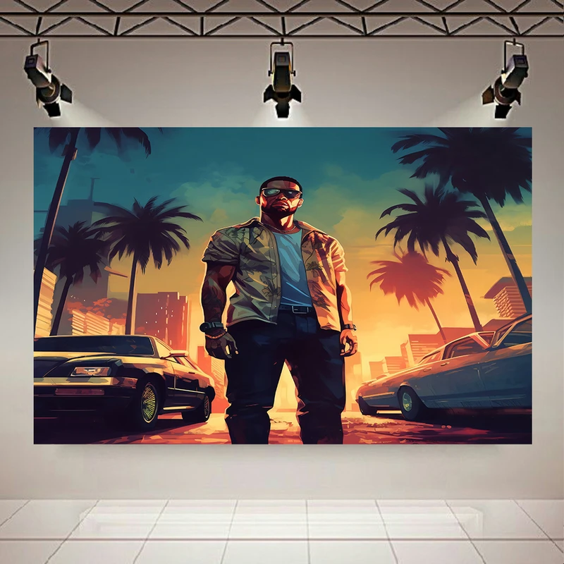 تابلو بوم مدل مخمل آرت طرح جی تی ای وی کد AR305124