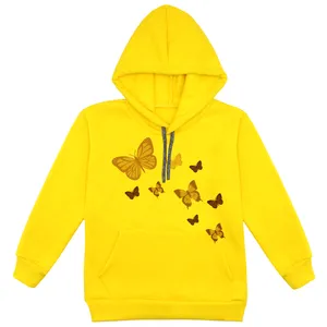 هودی دخترانه مدل پروانه F18 رنگ زرد