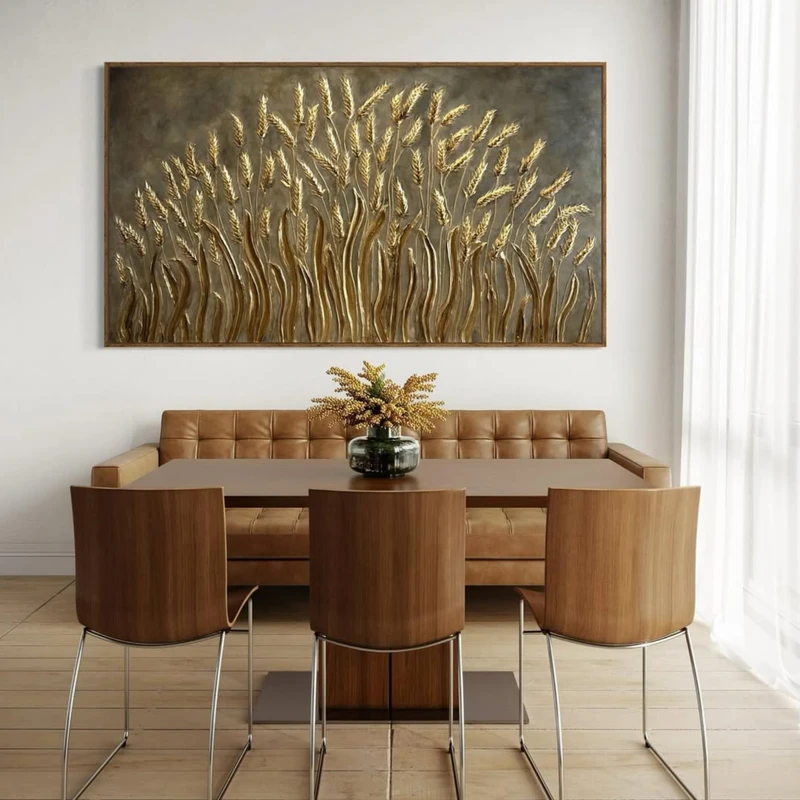 تابلو برجسته طرح خوشه زار گندم