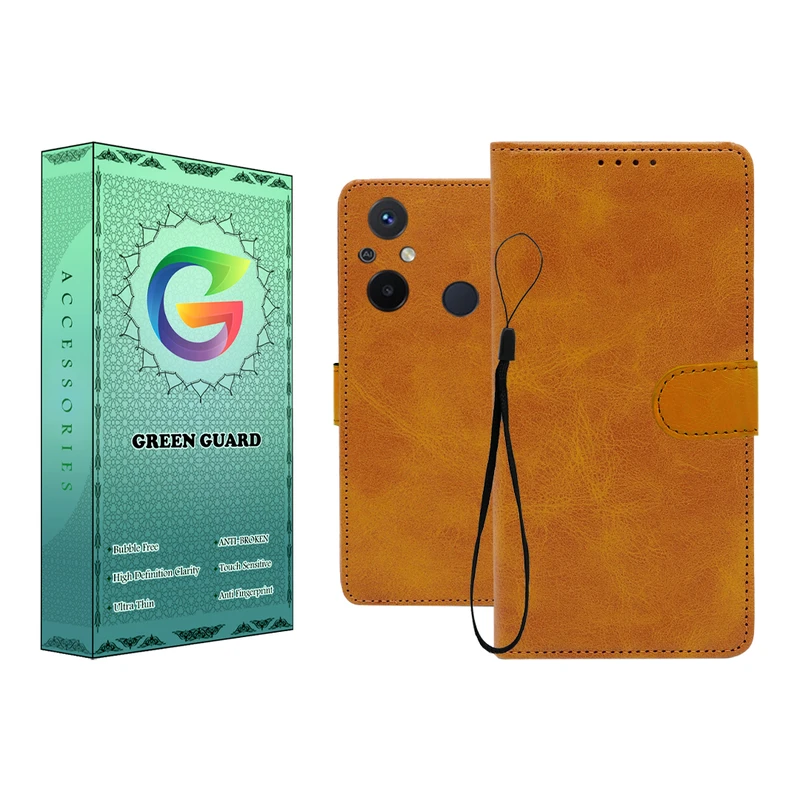 کیف کلاسوری گرین گارد طرح چرمی مدل Landing مناسب برای گوشی موبایل شیائومی Redmi 12C به همراه بند آویز